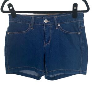 Faded Glory Jean Shorts Dark Wash Blue Denim Women’s 6 Mid Rise Stretch Casual